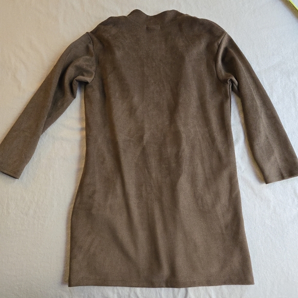 Les Amis Open Front Soft Touch Duster Cardigan Light Brown Fall Layering - Picture 10 of 11